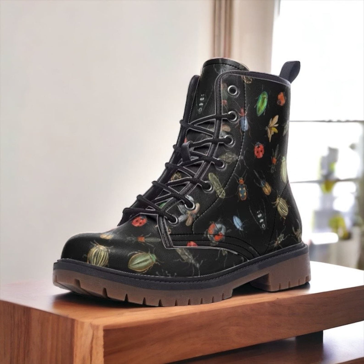 Hippie Art Zone - Beautiful Beetles Vegan Combat Boots.