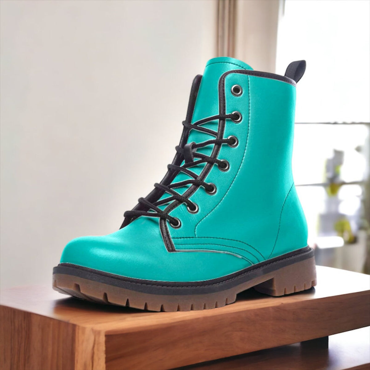 Hippie Art Zone - Luxury Blue Vegan Combat Boots.