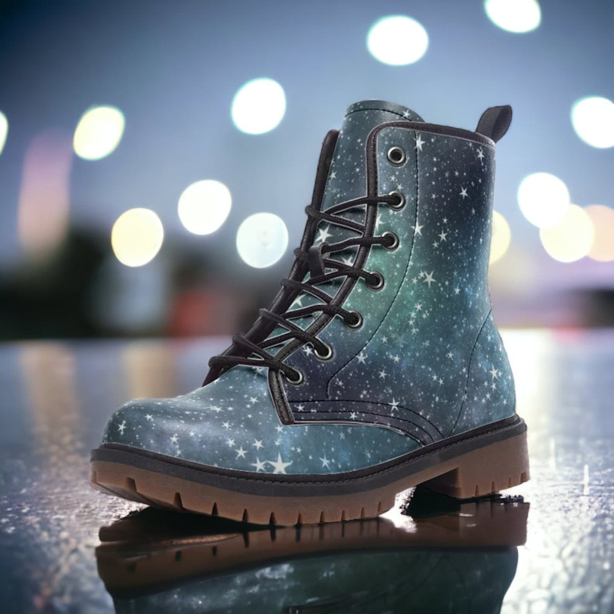 Hippie Art Zone - Magic Galaxy Vegan Combat Boots.