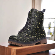 Hippie Art Zone - Moons & Stars Vegan Combat Boots.