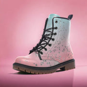 Hippie Art Zone - Pastel Pink & Blue Silver Stars Boots.