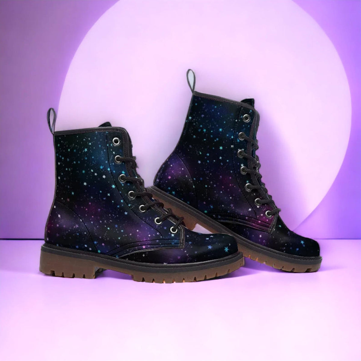 Hippie Art Zone - Twilight Galaxy Vegan Combat Boots.