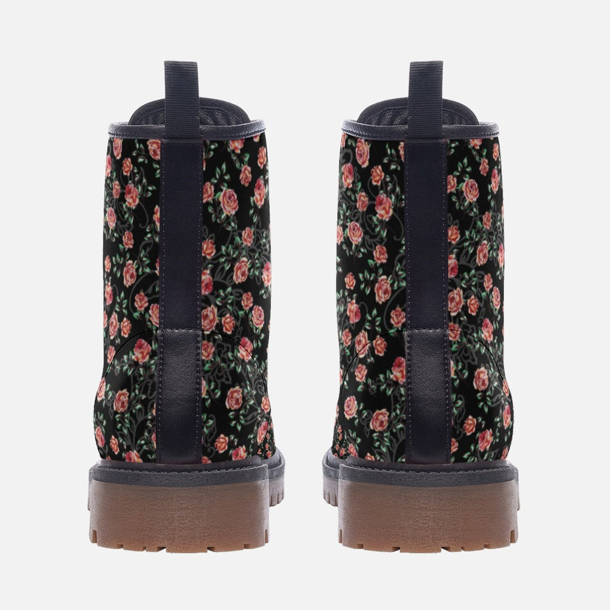 Hippie Art Zone - Cottage Ditsy Roses Vegan Combat Boots.