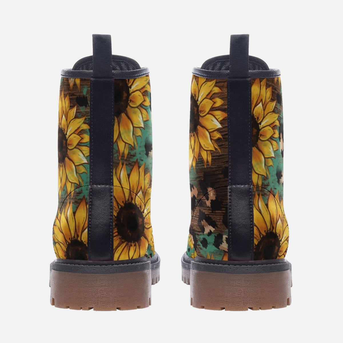 Hippie Art Zone - Sunflowers Casual Vegan Leather Lightweight Boots.