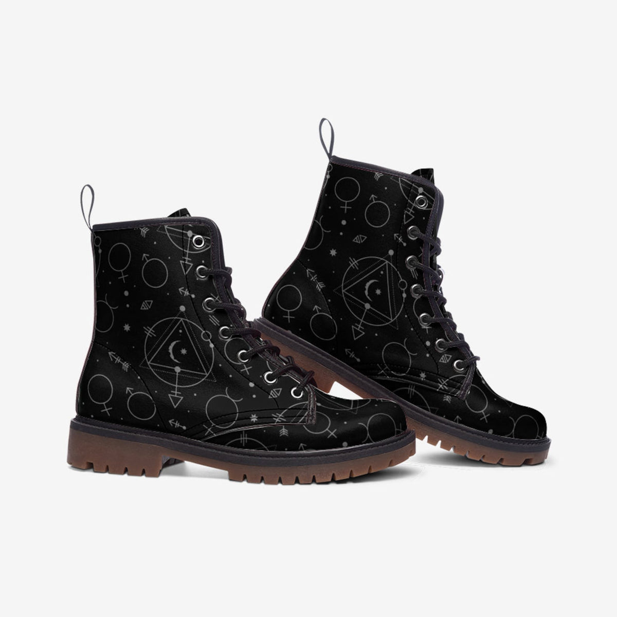 Hippie Art Zone - Mystical Occult Celestial Vegan Combat Boots.