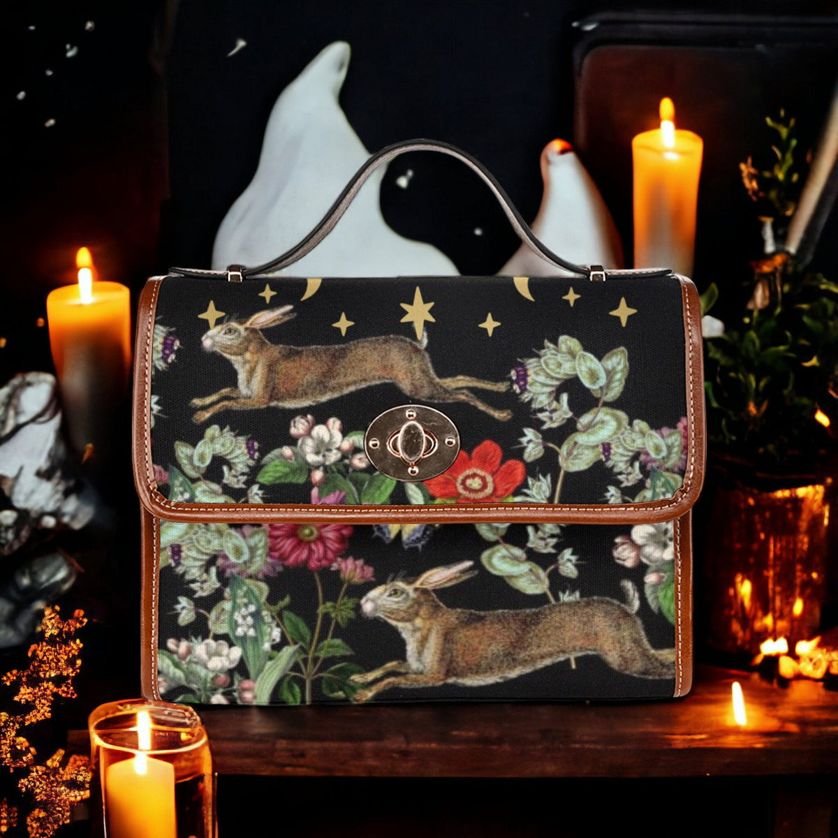 Mystical Bunny Rabbit Witchy Handbag For Boho Hippie