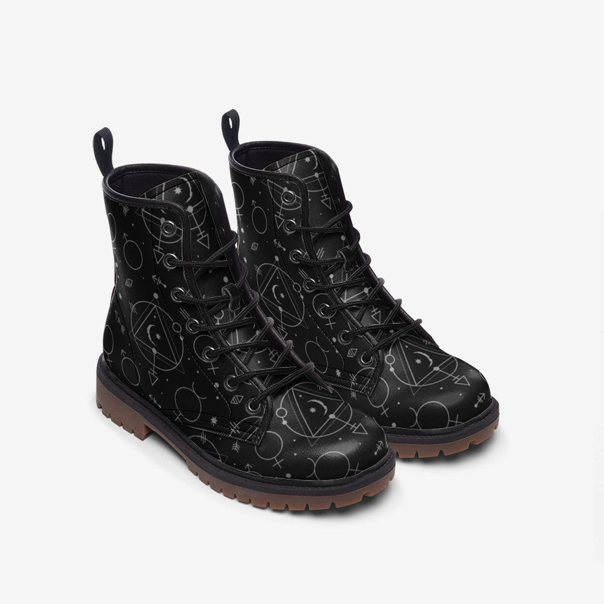 Hippie Art Zone - Mystical Occult Celestial Vegan Combat Boots.