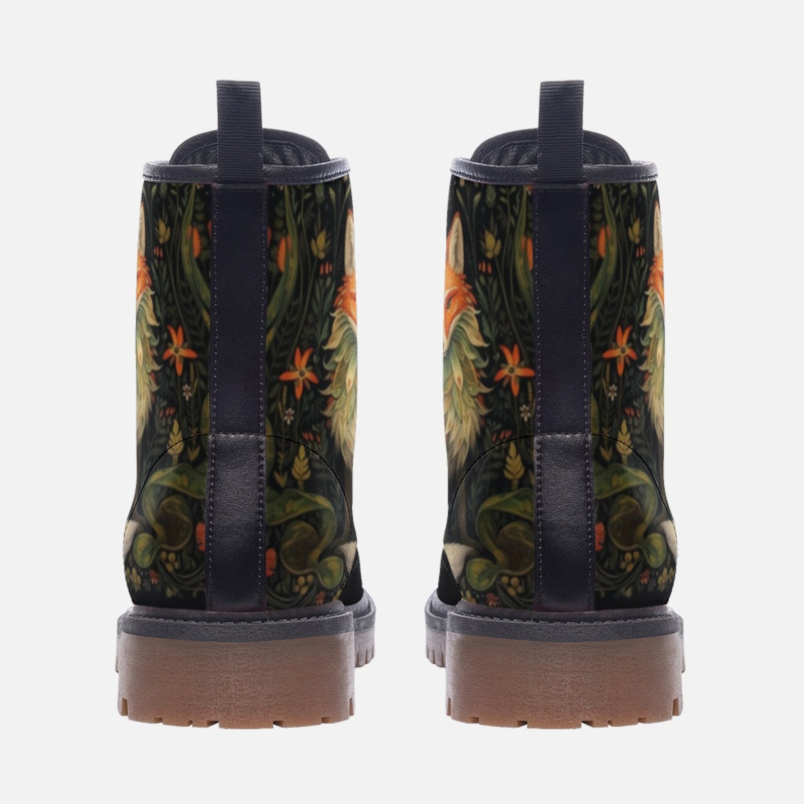 Hippie Art Zone - Dark Naturecore Fox Faux-Leather Boots.