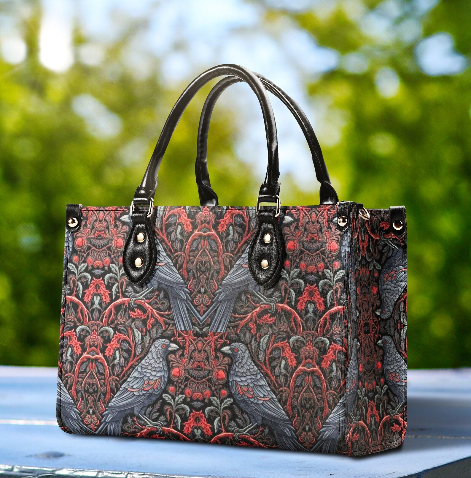 hippieartzone Bag -  Cottagecore Witchy Raven Handbag.