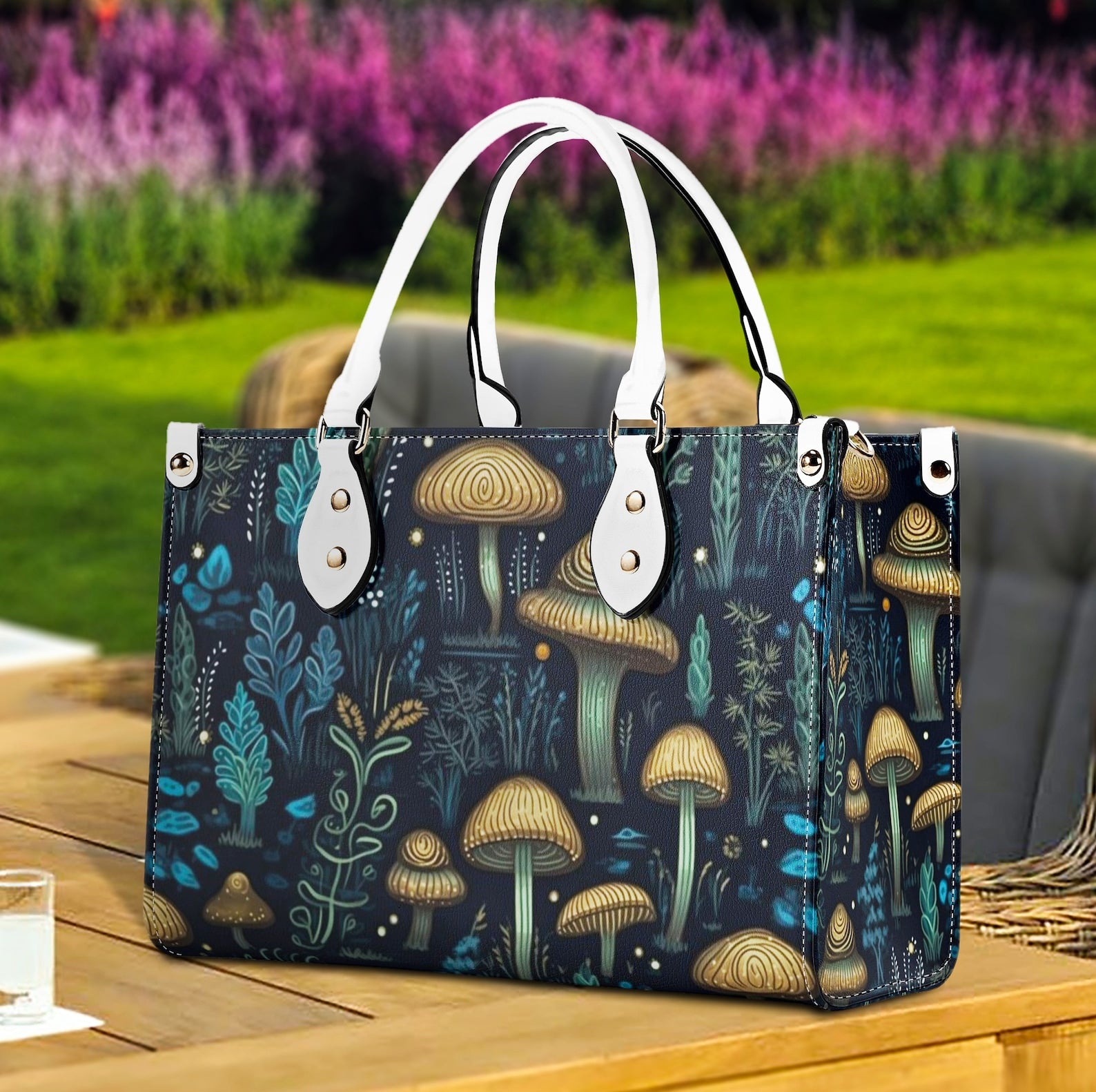 hippieartzone Bag -  Cottagecore Mushroom Forest Tote Purse.
