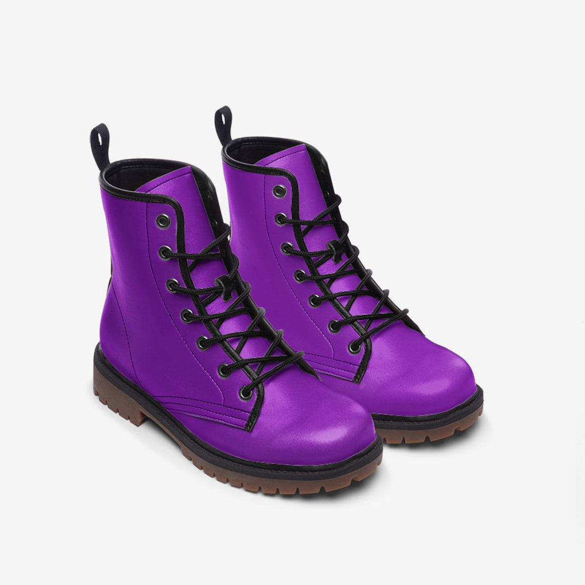 Hippie Art Zone - Bright Purple Vegan Combat Boots.