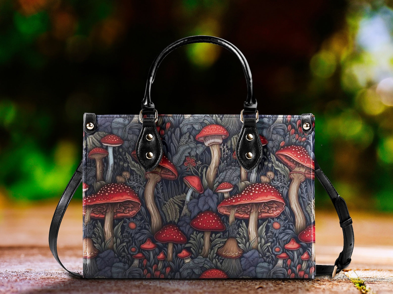 hippieartzone Bag -  Cottagecore Mushroom Forest Tote Purse.