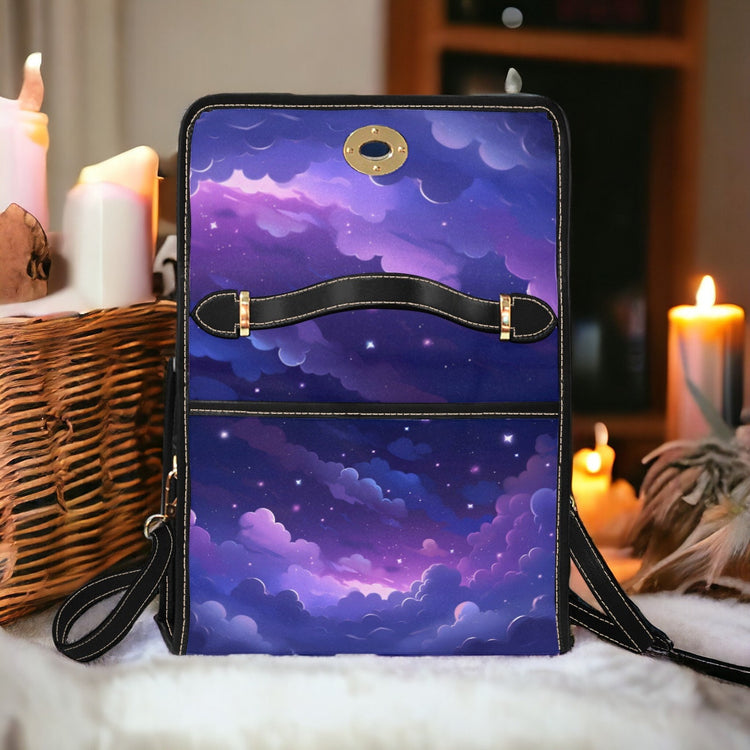 Purple Starry Sky Cute Cloud Witchy Handbag For Boho Hippie