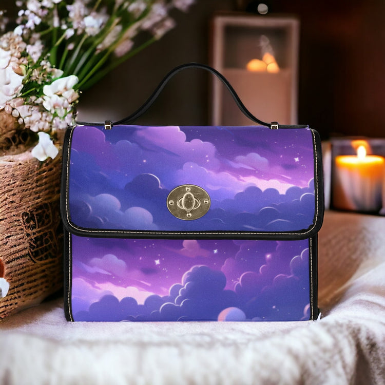 Purple Starry Sky Cute Cloud Witchy Handbag For Boho Hippie