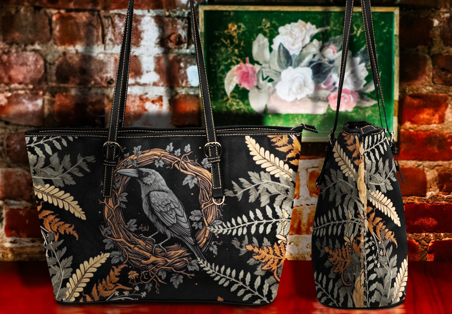 hippieartzone Bag - Witchy Crow Shoulder Bag.