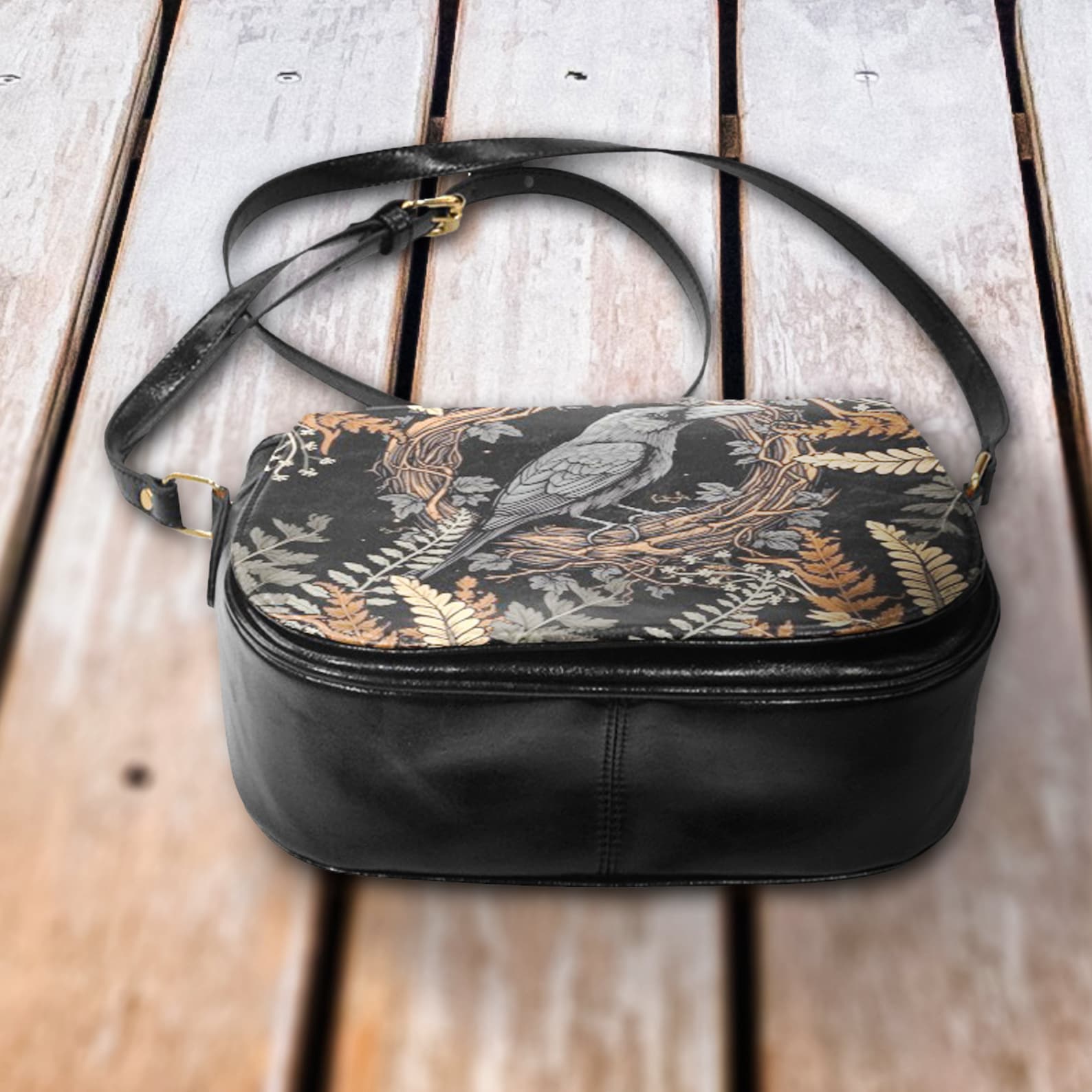 hippieartzone Bag - Witchy Crow Crossbody Bag.