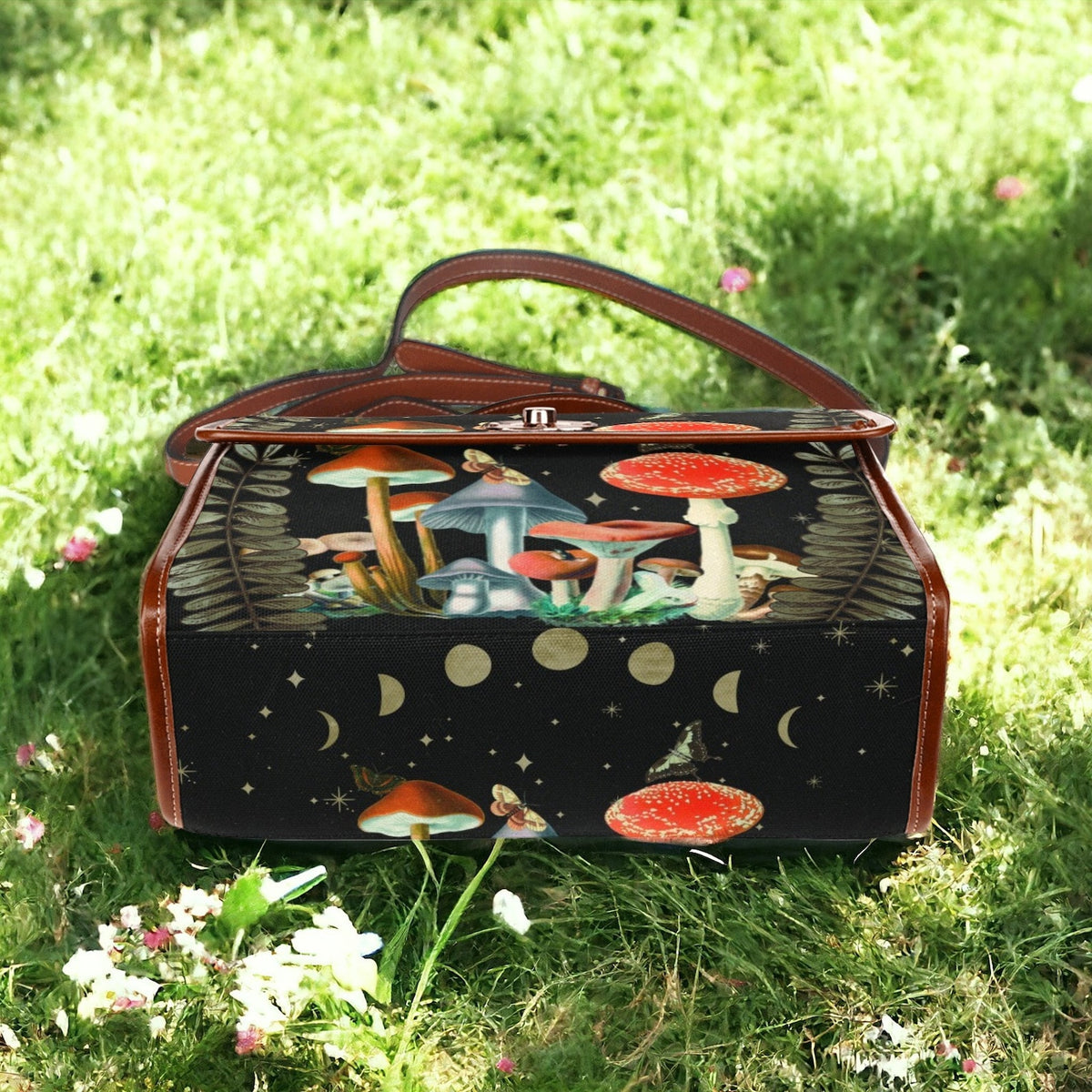 Moon Phase Mushroom Satchel Handbag For Boho Hippie