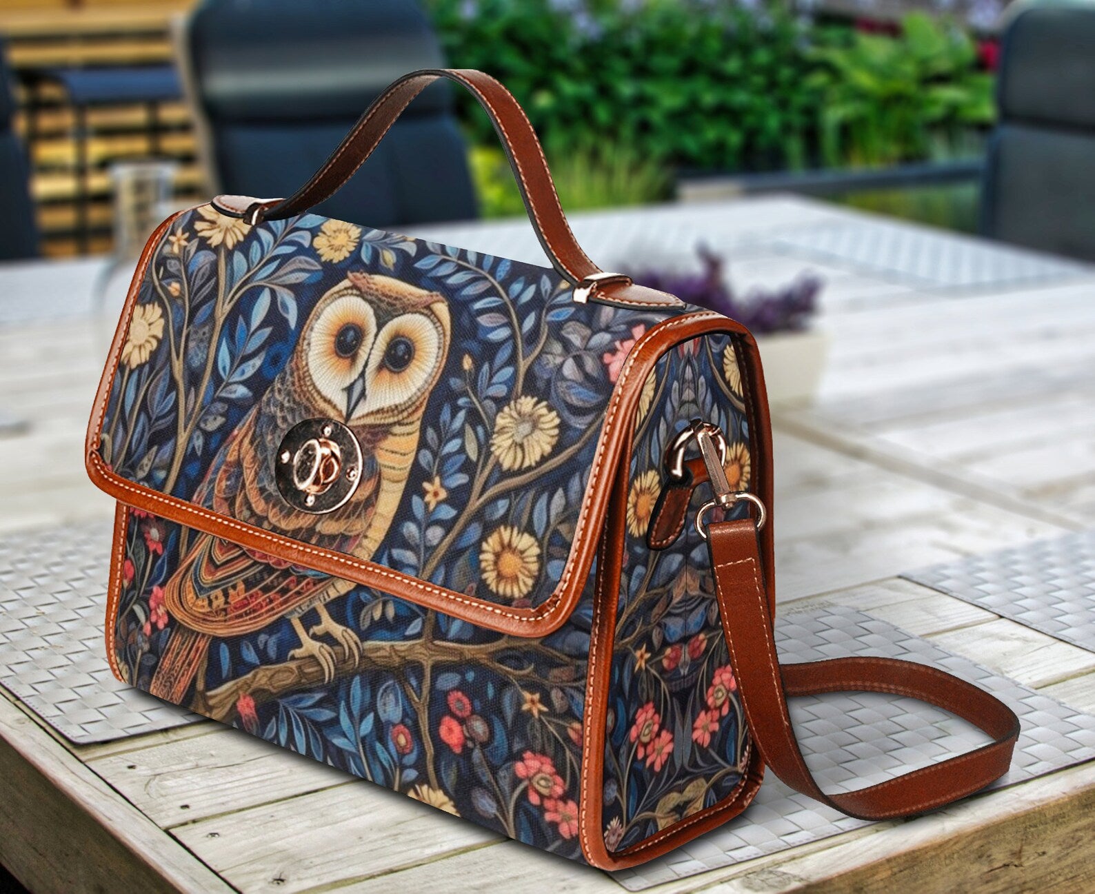 hippieartzone Bag -  Cottagecore Witchy Owl Satchel Bag.