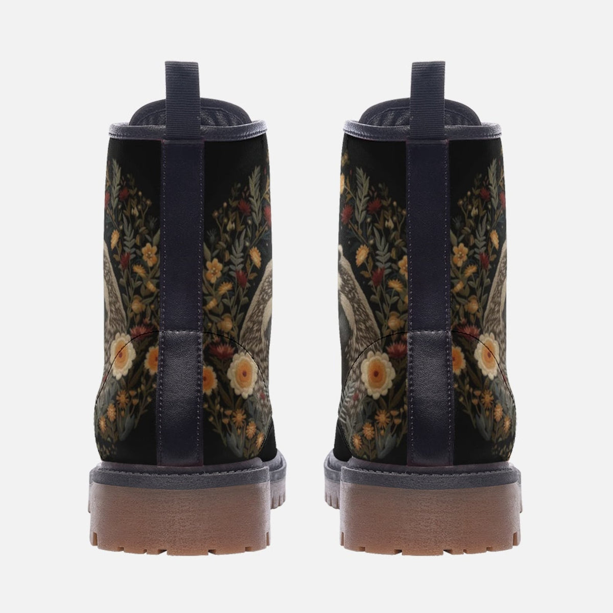 Hippie Art Zone - Faux-embroidery Badger &amp; Moon Vegan Boots.