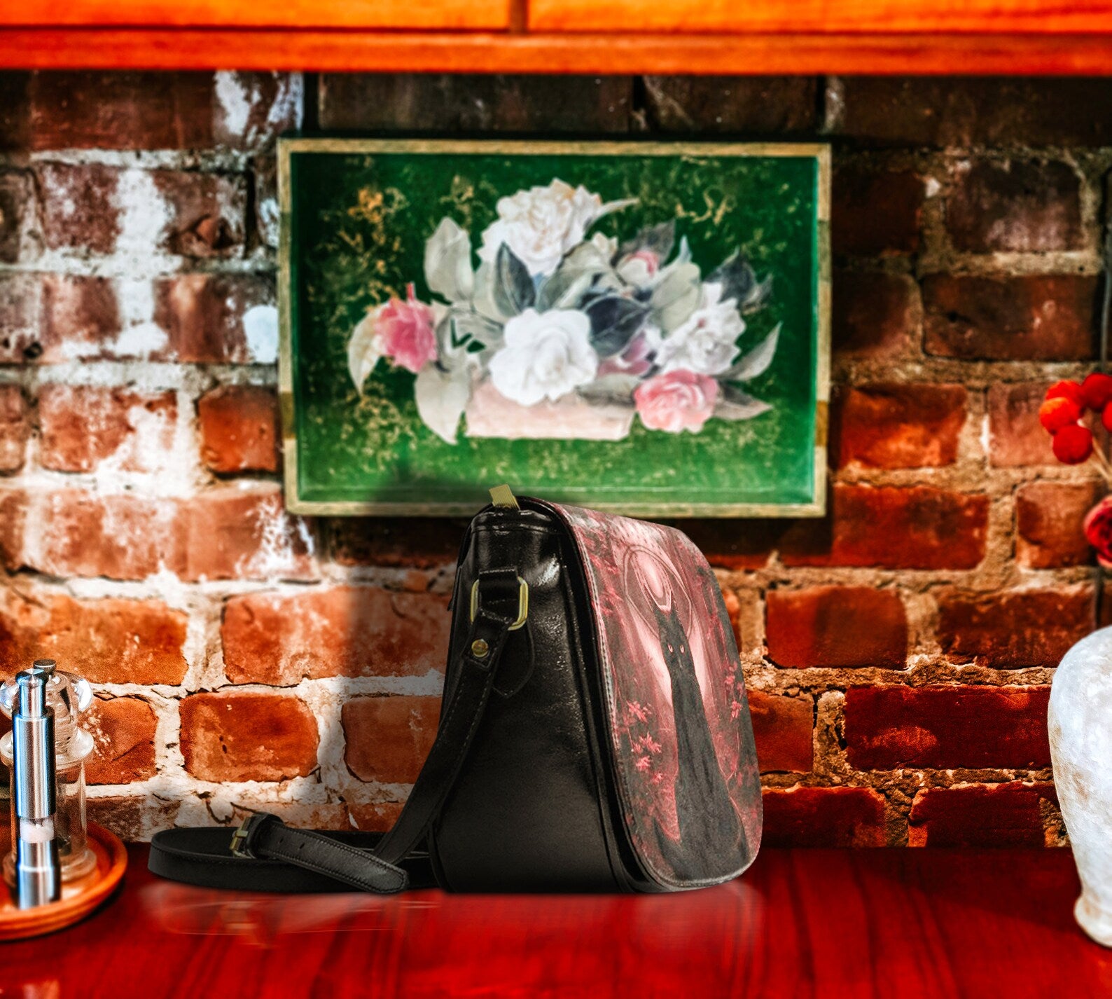 hippieartzone Bag - Whimsigoth Cat Moon Crossed Body Purse.