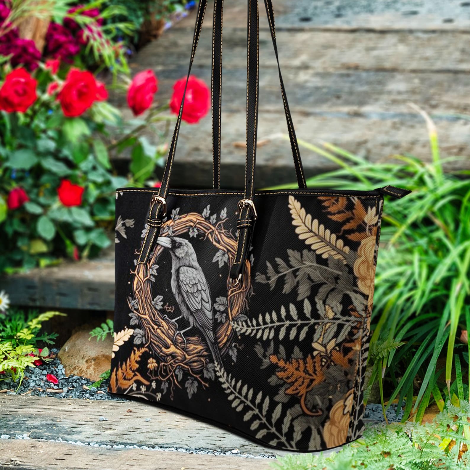 hippieartzone Bag - Witchy Crow Shoulder Bag.