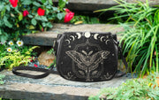 hippieartzone Bag - Luna Moth Moon Phases Crossbody Bag.