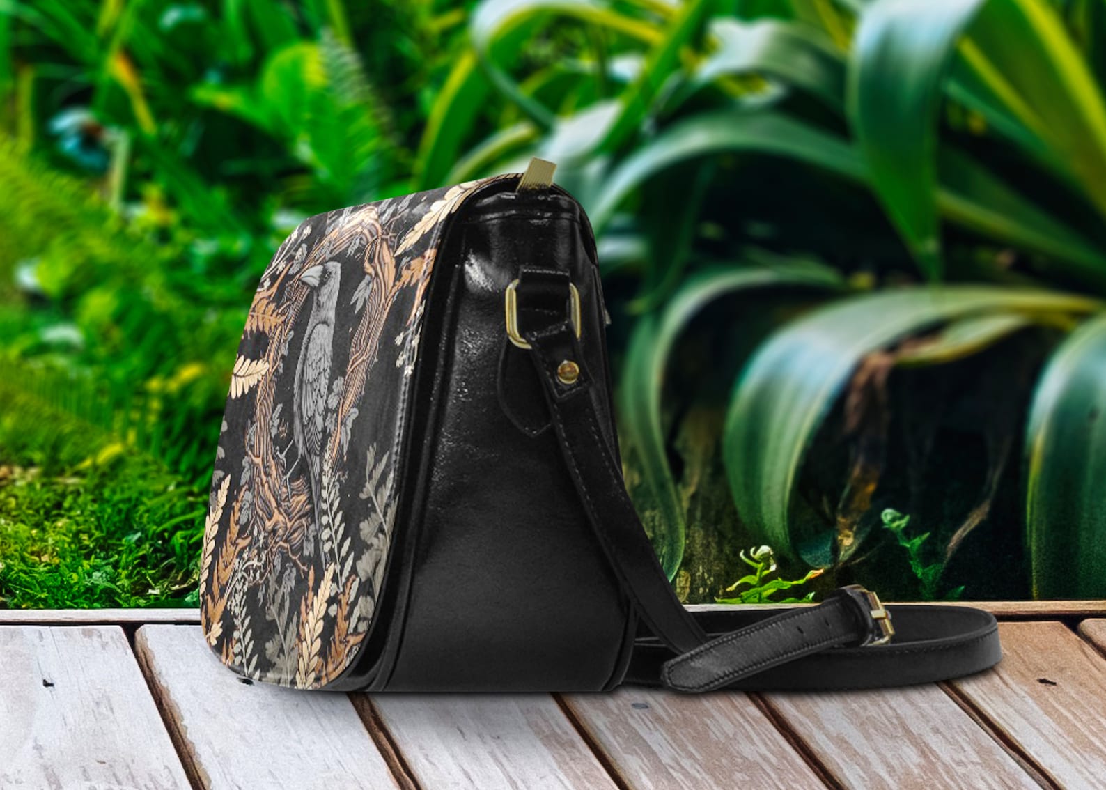 hippieartzone Bag - Witchy Crow Crossbody Bag.
