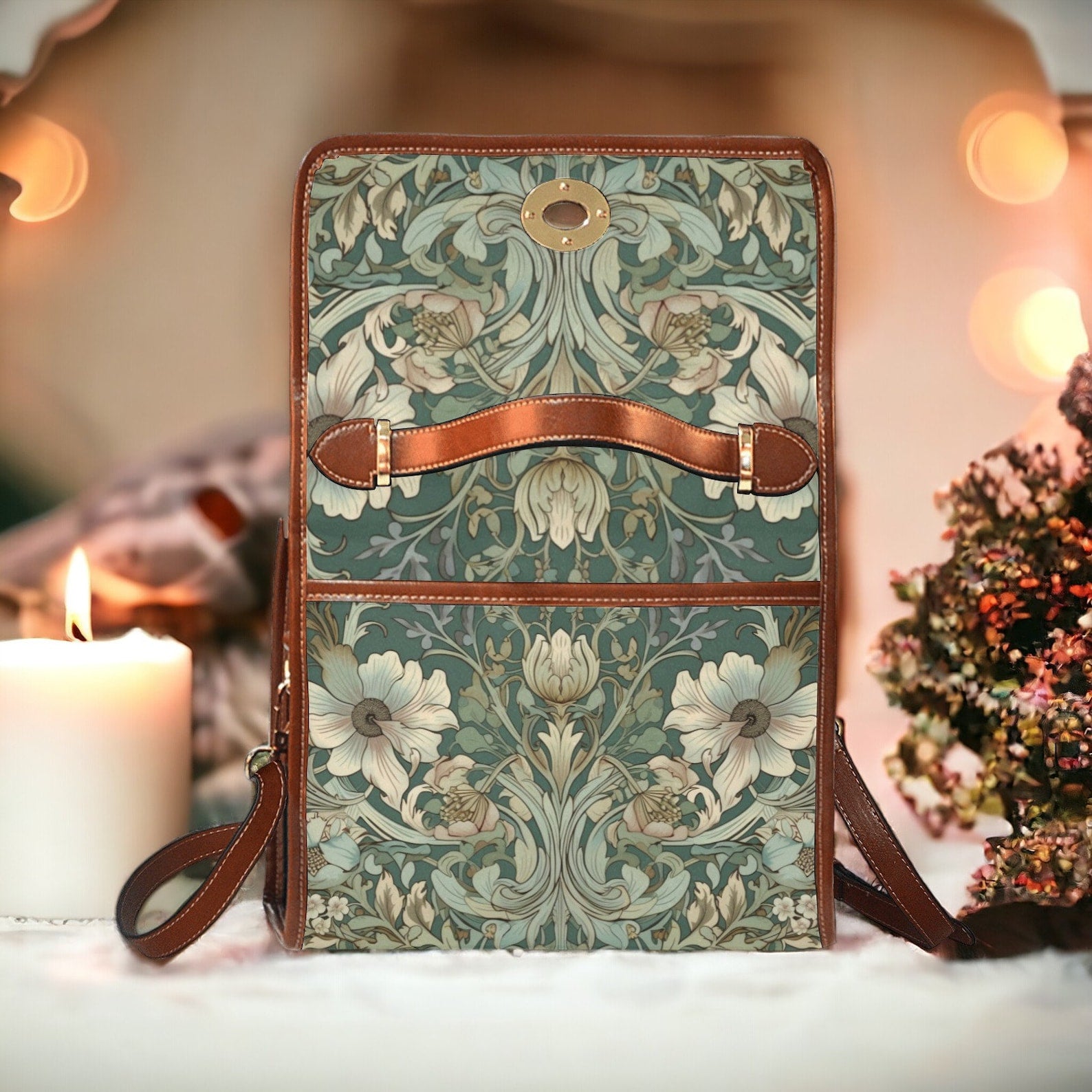 Carnivalcore Sage Flower Witchy Canvas Satchel Handbag For Boho Hippie