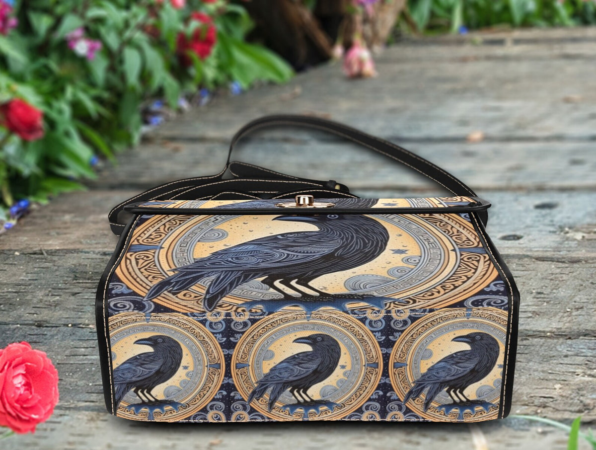 Raven Purse Gothic Bird Lover Satchel Witch Handbag For Boho Hippie