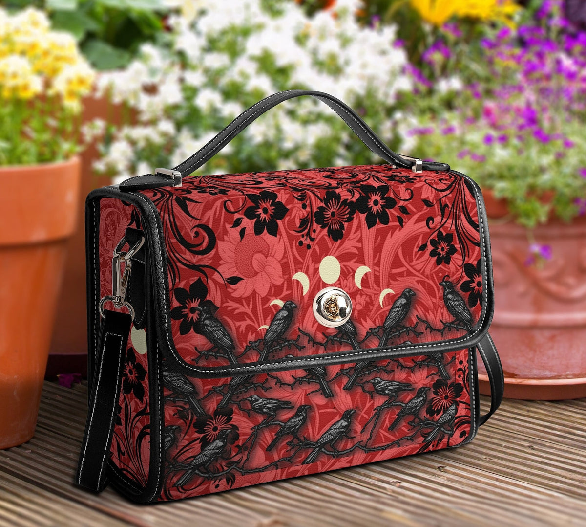 Witchy Raven Satchel Handbag For Boho Hippie