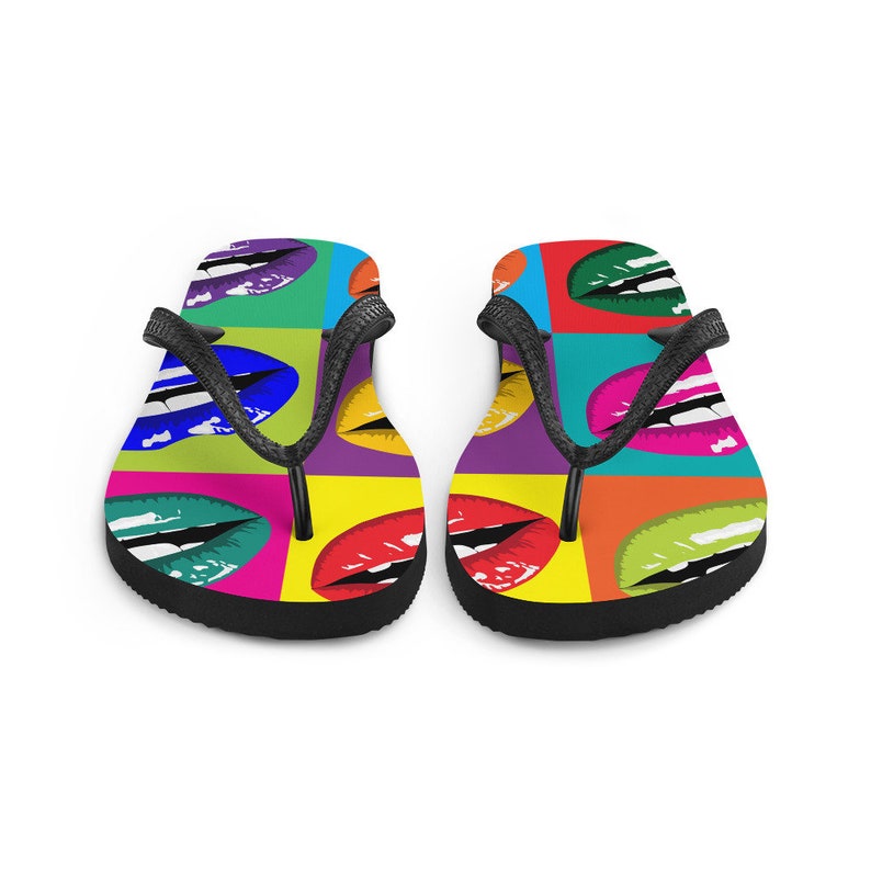 hippieartzone - Colorful Lips Pop Art Flip Flops.