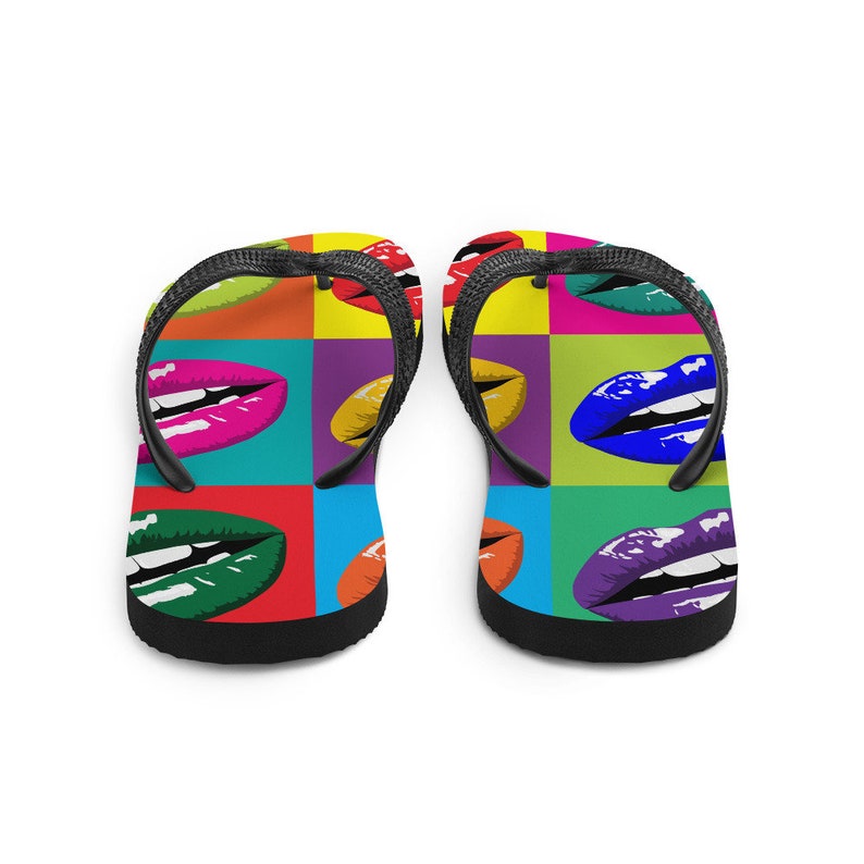 hippieartzone - Colorful Lips Pop Art Flip Flops.