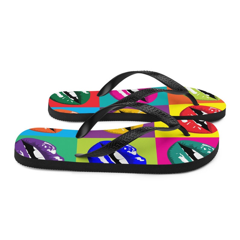 hippieartzone - Colorful Lips Pop Art Flip Flops.