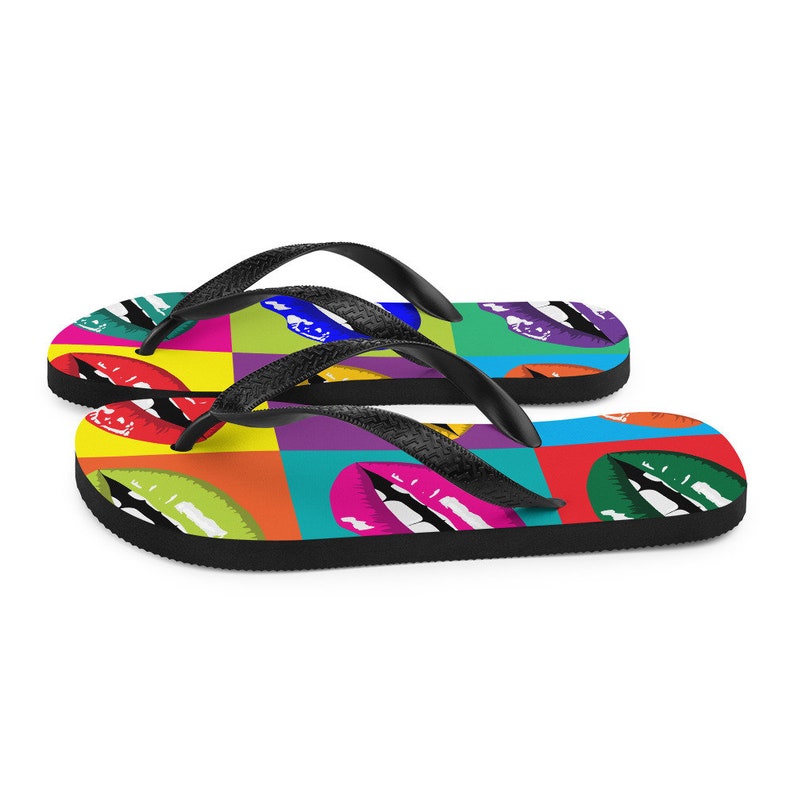 hippieartzone - Colorful Lips Pop Art Flip Flops.