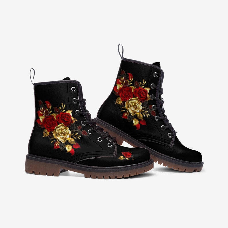 Hippie Art Zone - Rose Boots With High Detail Vegan Leather Combat