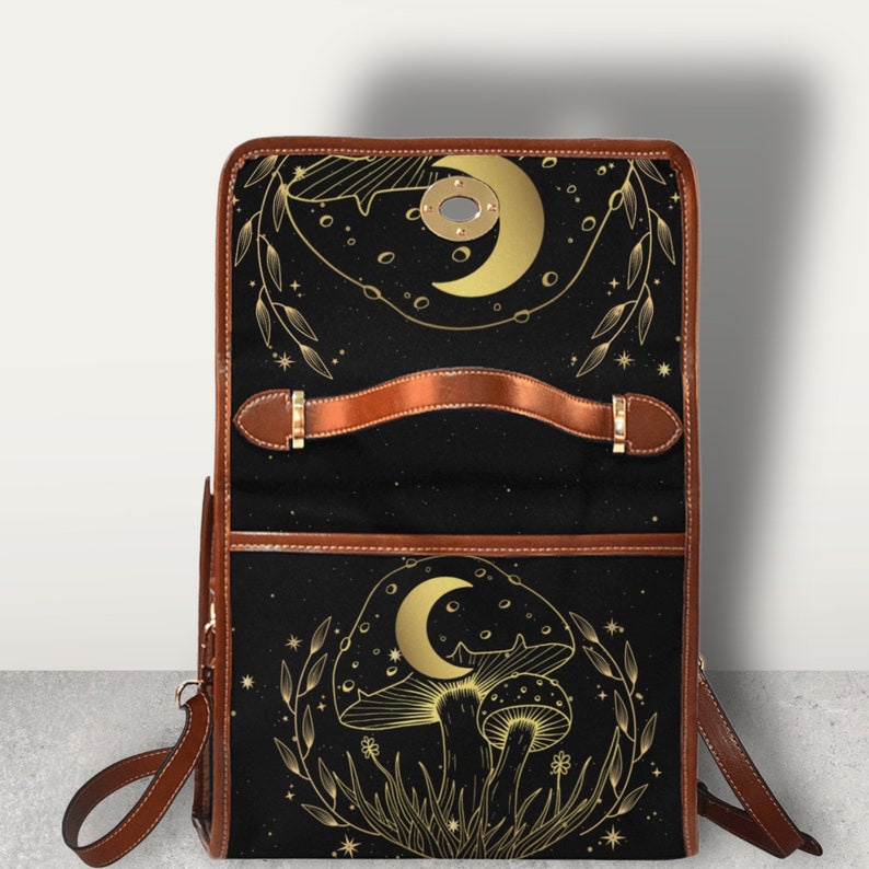 Witch Mushroom Moon Satchel Handbag Mystical Boho Hippie Style