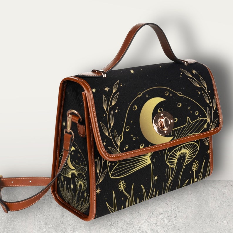 Witch Mushroom Moon Satchel Handbag Mystical Boho Hippie Style