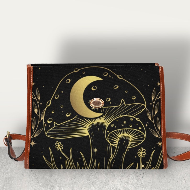 Witch Mushroom Moon Satchel Handbag Mystical Boho Hippie Style