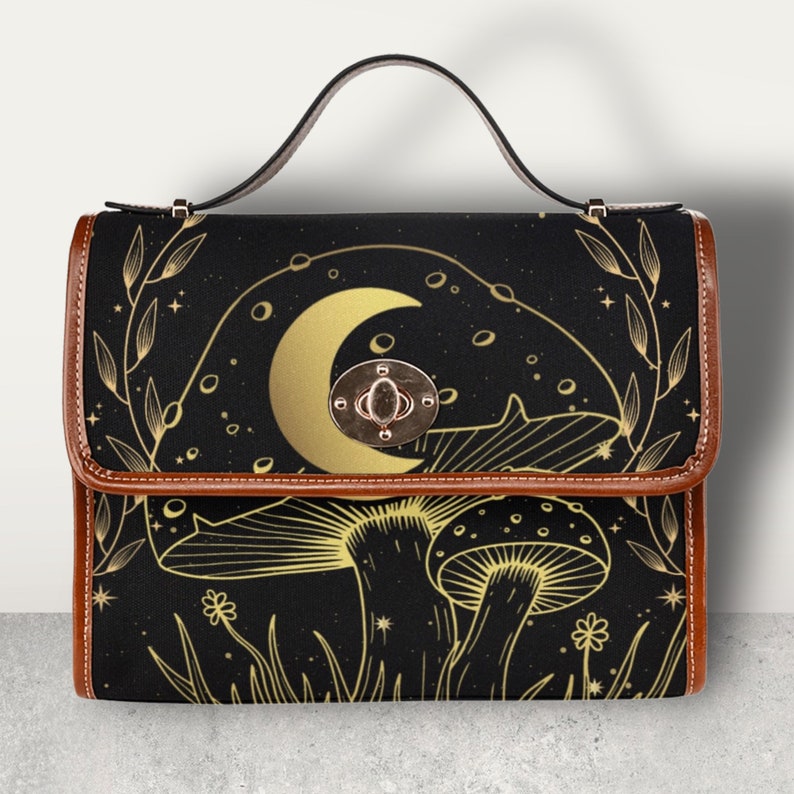 Witch Mushroom Moon Satchel Handbag Mystical Boho Hippie Style