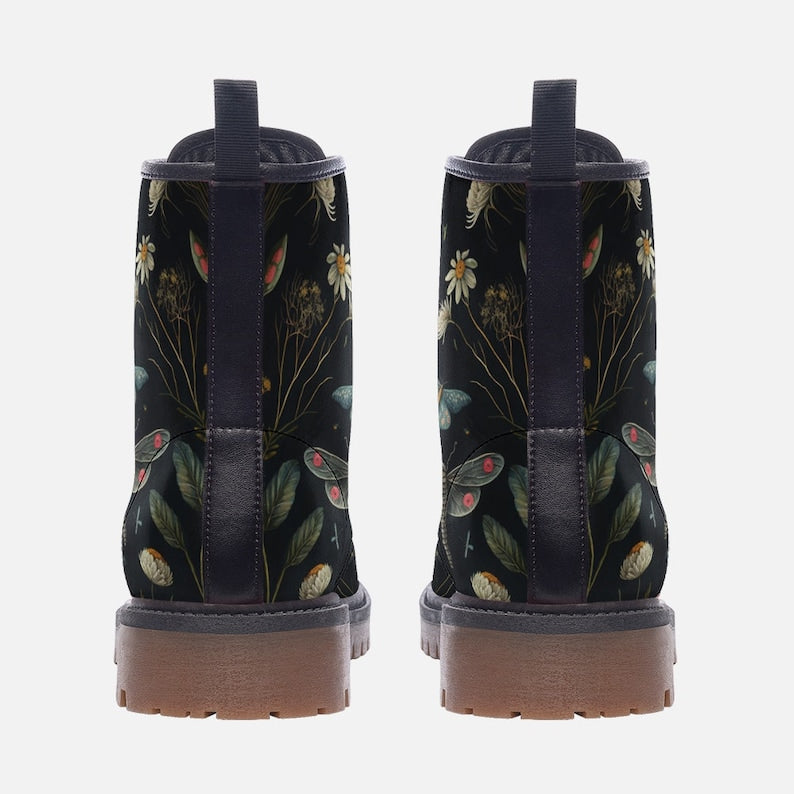 Hippie Art Zone - Forest Witch Boots, Goblincore Boots, Wildflowers & Butterflies