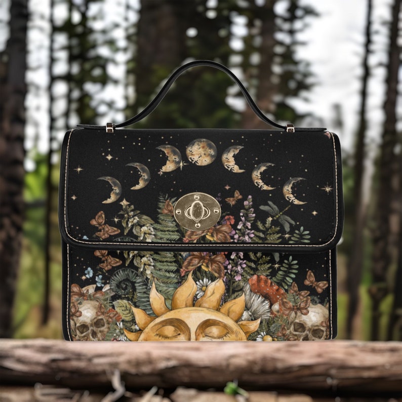 Cottagecore Mystical Sun Witchy Satchel Handbag For Boho Hippies