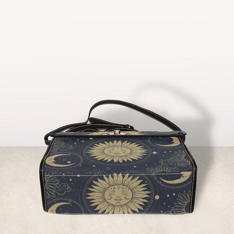 Mystical Sun and Moon Satchel Handbag For Boho Hippies