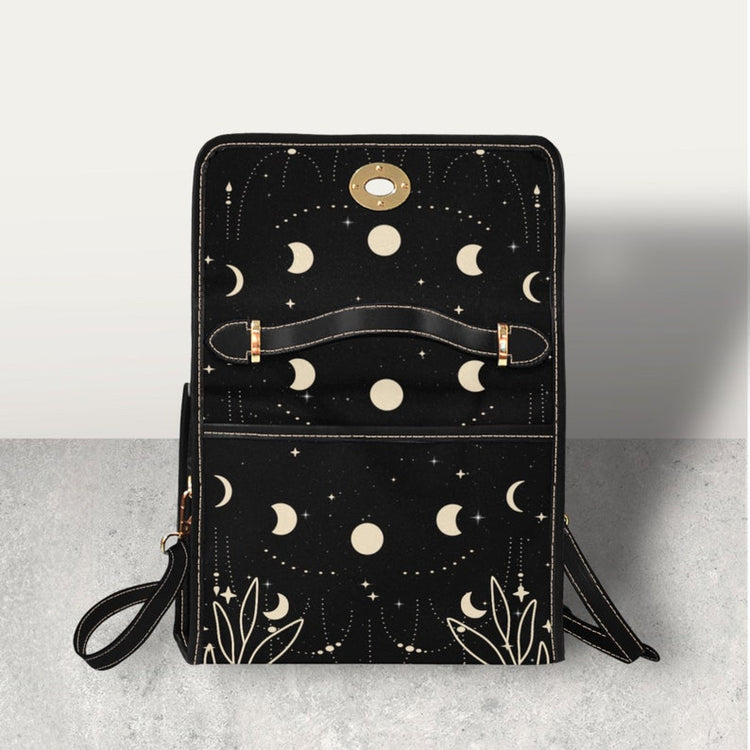 Starry Moon Phases Witchy Satchel Handbag For Boho Hippies