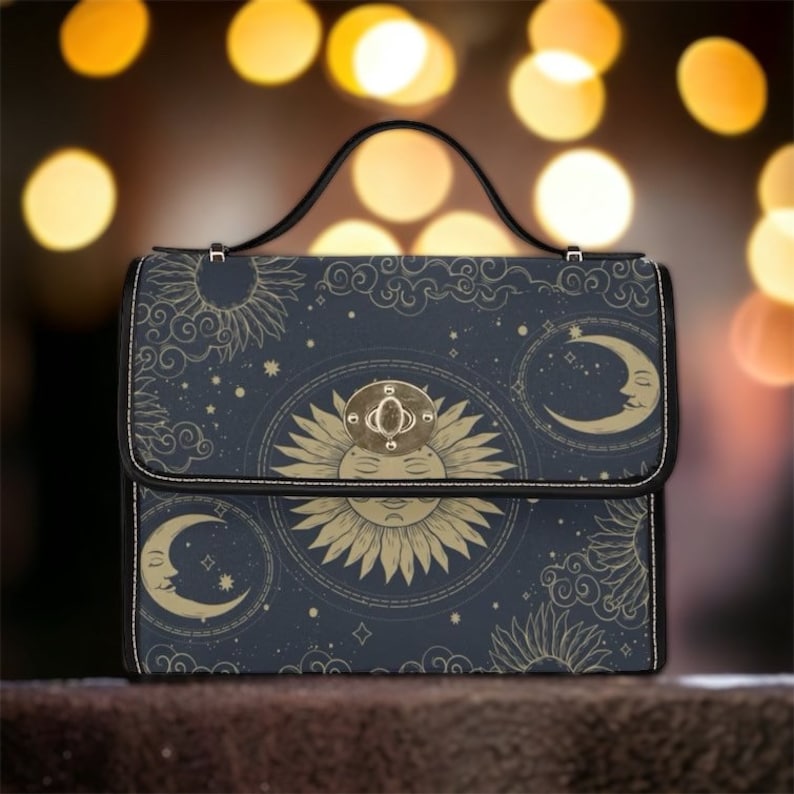 Mystical Sun and Moon Satchel Handbag For Boho Hippies