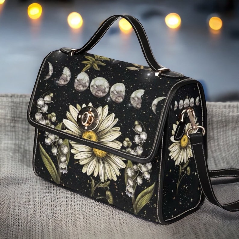 Cottagecore Daisy Moon Witch Satchel Handbag Boho Hippie Charm