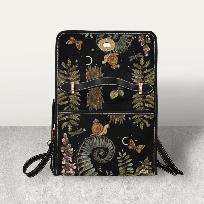 Green Mushroom Cottagecore Witchy Satchel Handbag For Boho Hippies