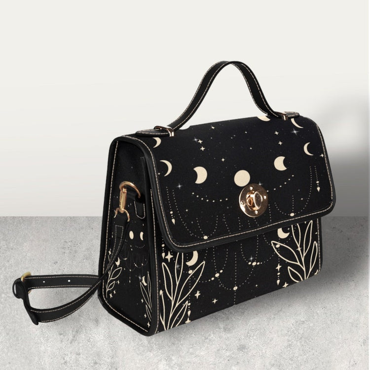 Starry Moon Phases Witchy Satchel Handbag For Boho Hippies