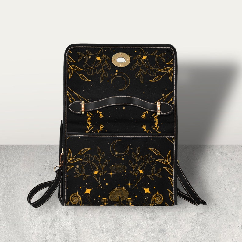 Crescent Moon Roses Flowers Witchy Satchel Handbag For Boho Hippies