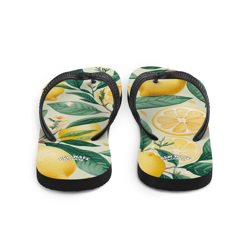 hippieartzone - Summertime Lemon Fruit Flip Flops Springtime Colorful.