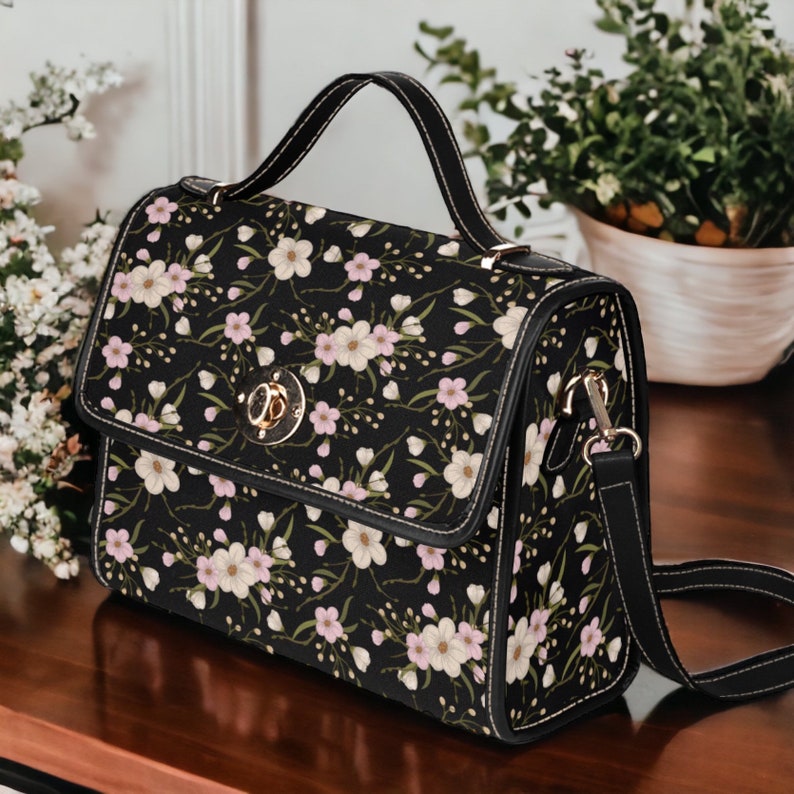 Sakura Blossom Boho Cottagecore Witchy Satchel Handbag For Boho Hippies